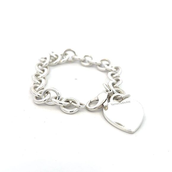Tiffany & Co Estate Heart Charm Bracelet 7.5" Sterling Silver 35.7g TIF756 - Picture 11 of 12